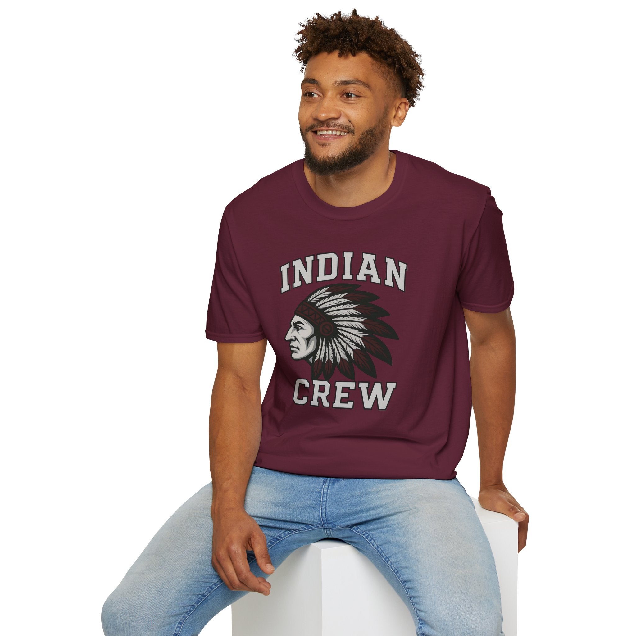Indian Crew T-Shirt — Vintage Tribal Chief Graphic Tee