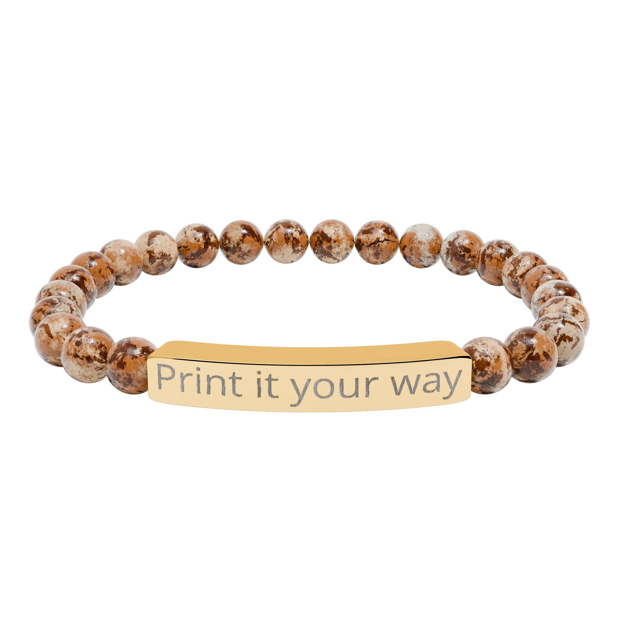Engraved Natural Stone Stretch Bar Bracelet