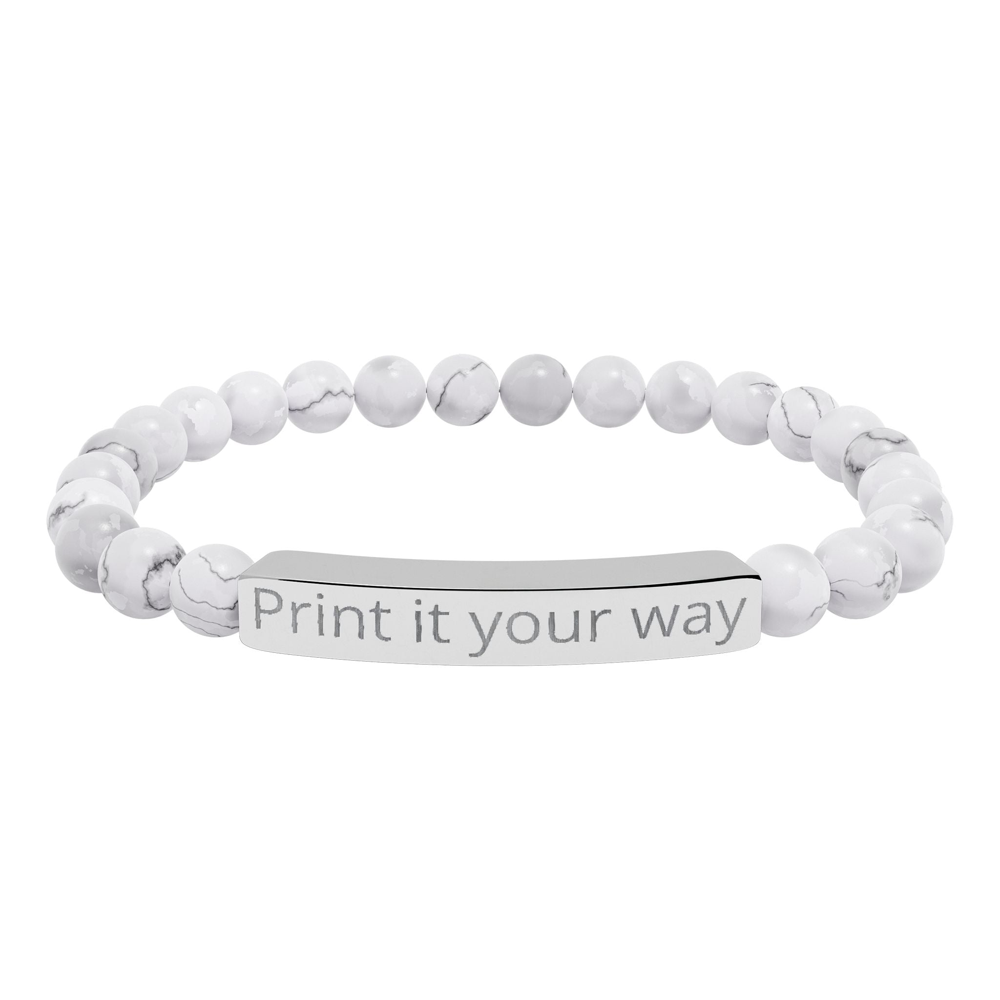Engraved Natural Stone Stretch Bar Bracelet