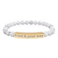 Engraved Natural Stone Stretch Bar Bracelet