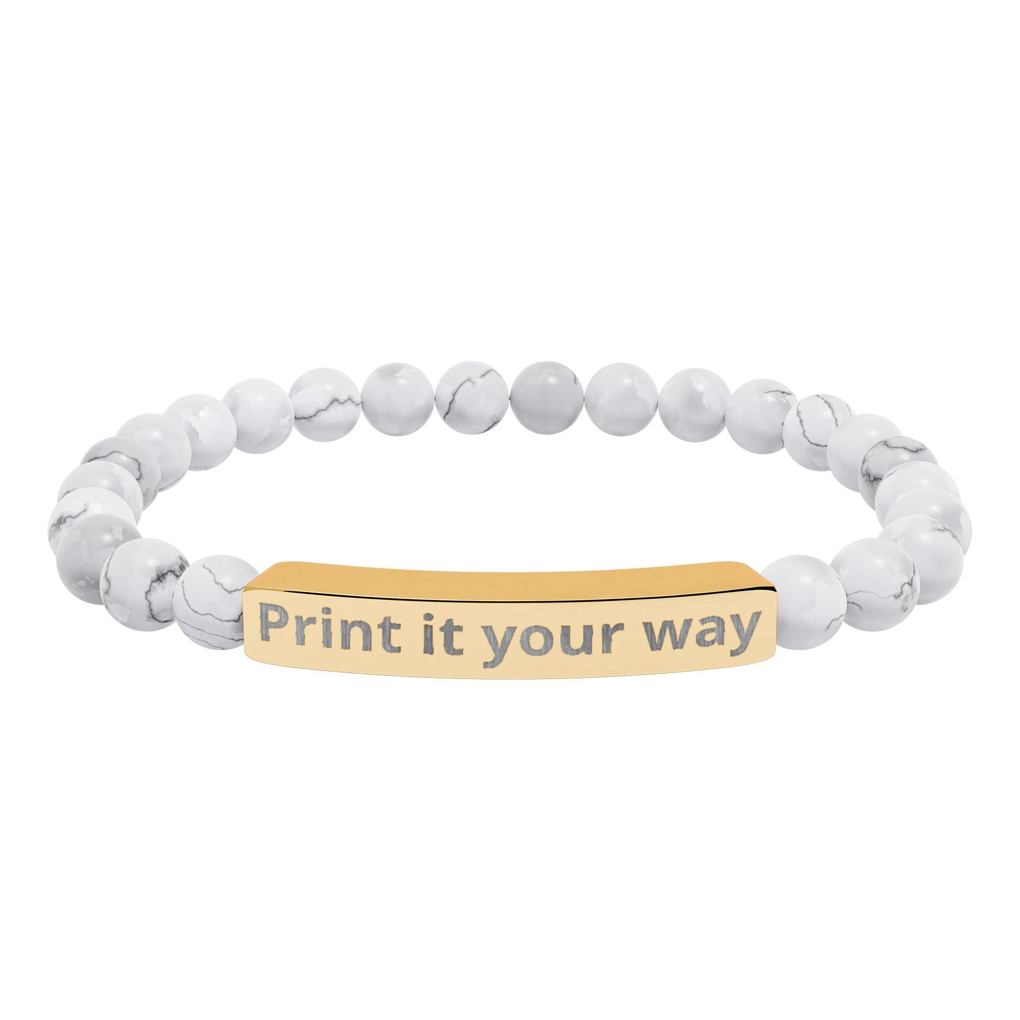 Engraved Natural Stone Stretch Bar Bracelet