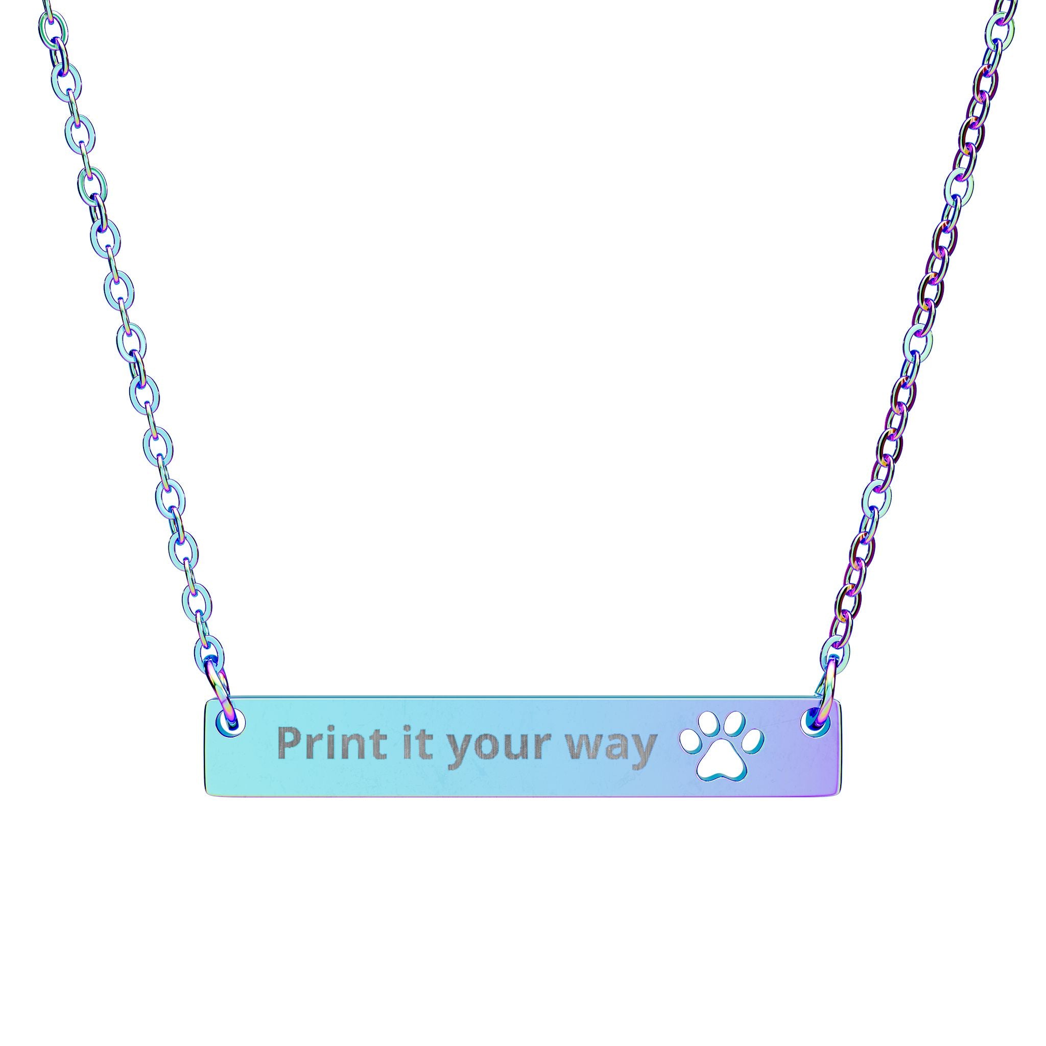 Paw Cutout Engraved Bar Necklace