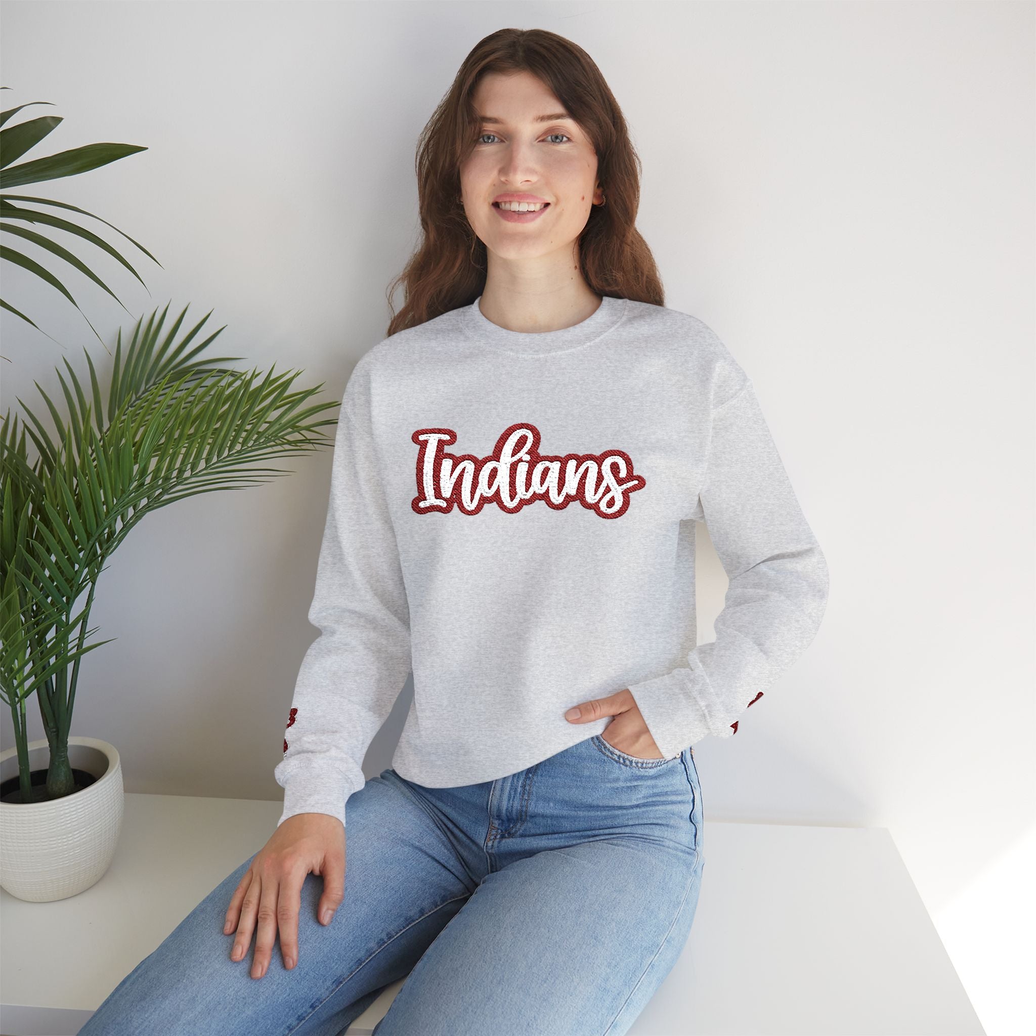 Indians Crewneck Sweatshirt – Retro Script School Spirit Pullover