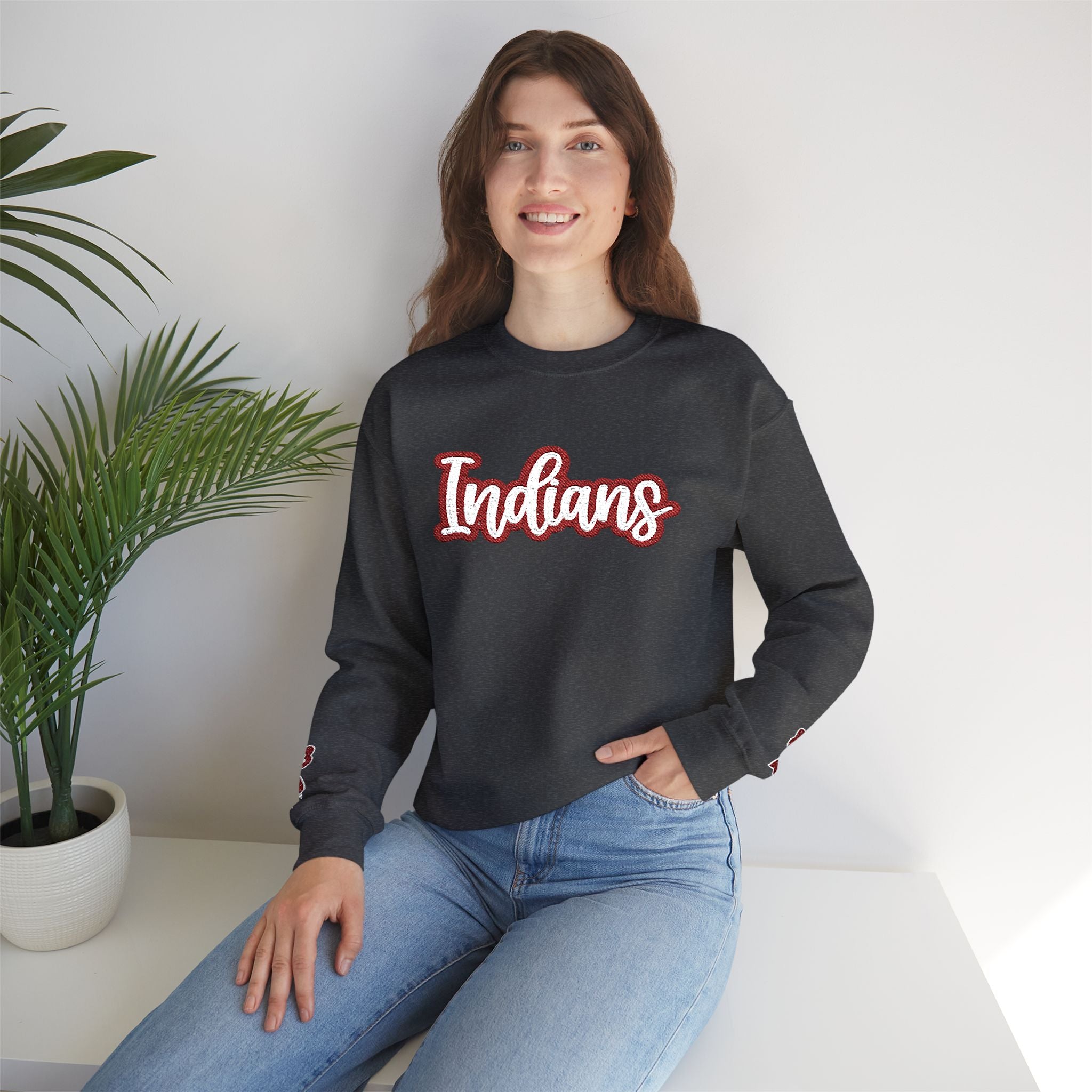 Indians Crewneck Sweatshirt – Retro Script School Spirit Pullover