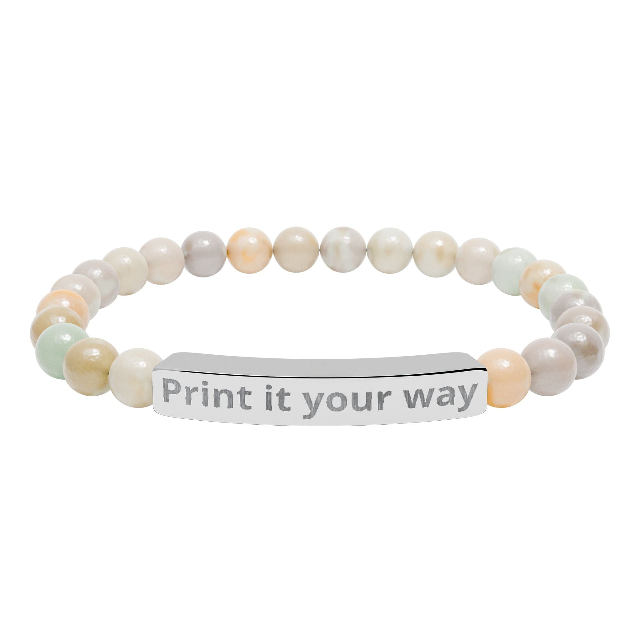 Engraved Natural Stone Stretch Bar Bracelet
