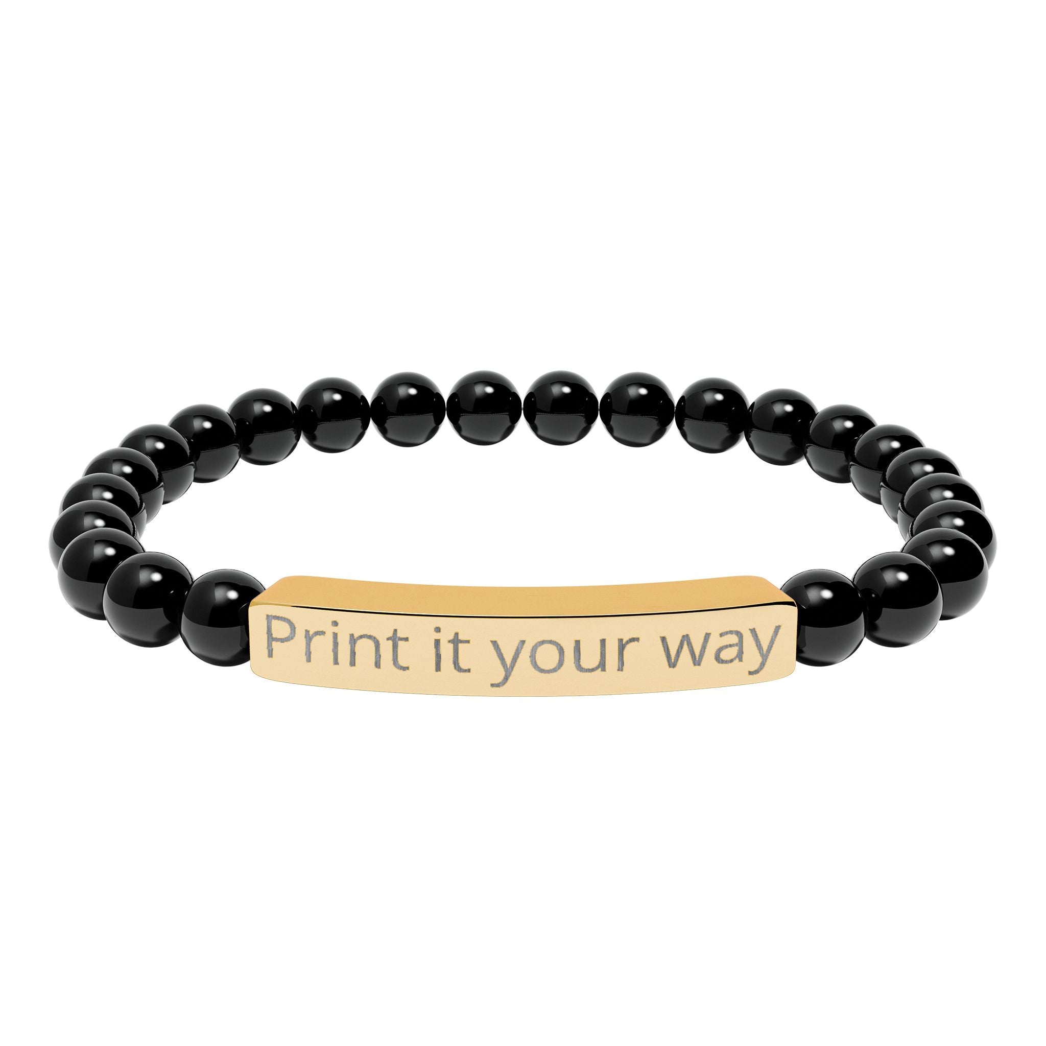 Engraved Natural Stone Stretch Bar Bracelet