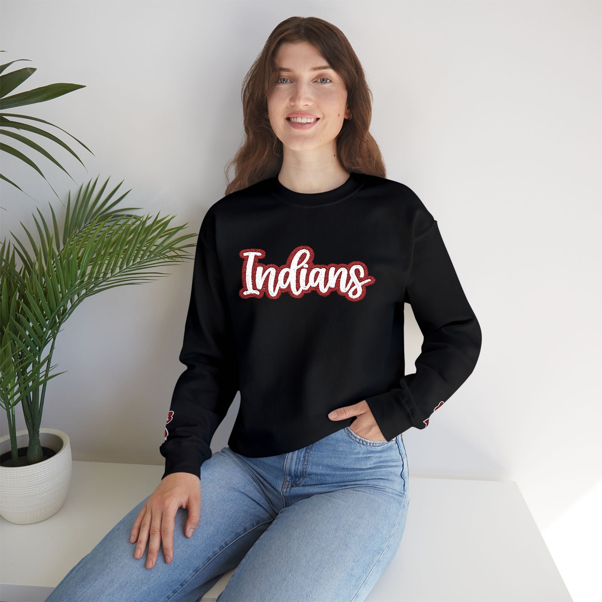 Indians Crewneck Sweatshirt – Retro Script School Spirit Pullover