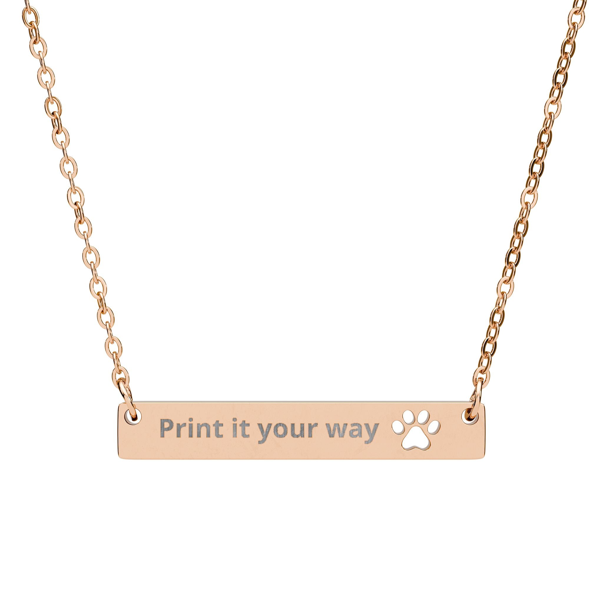 Paw Cutout Engraved Bar Necklace