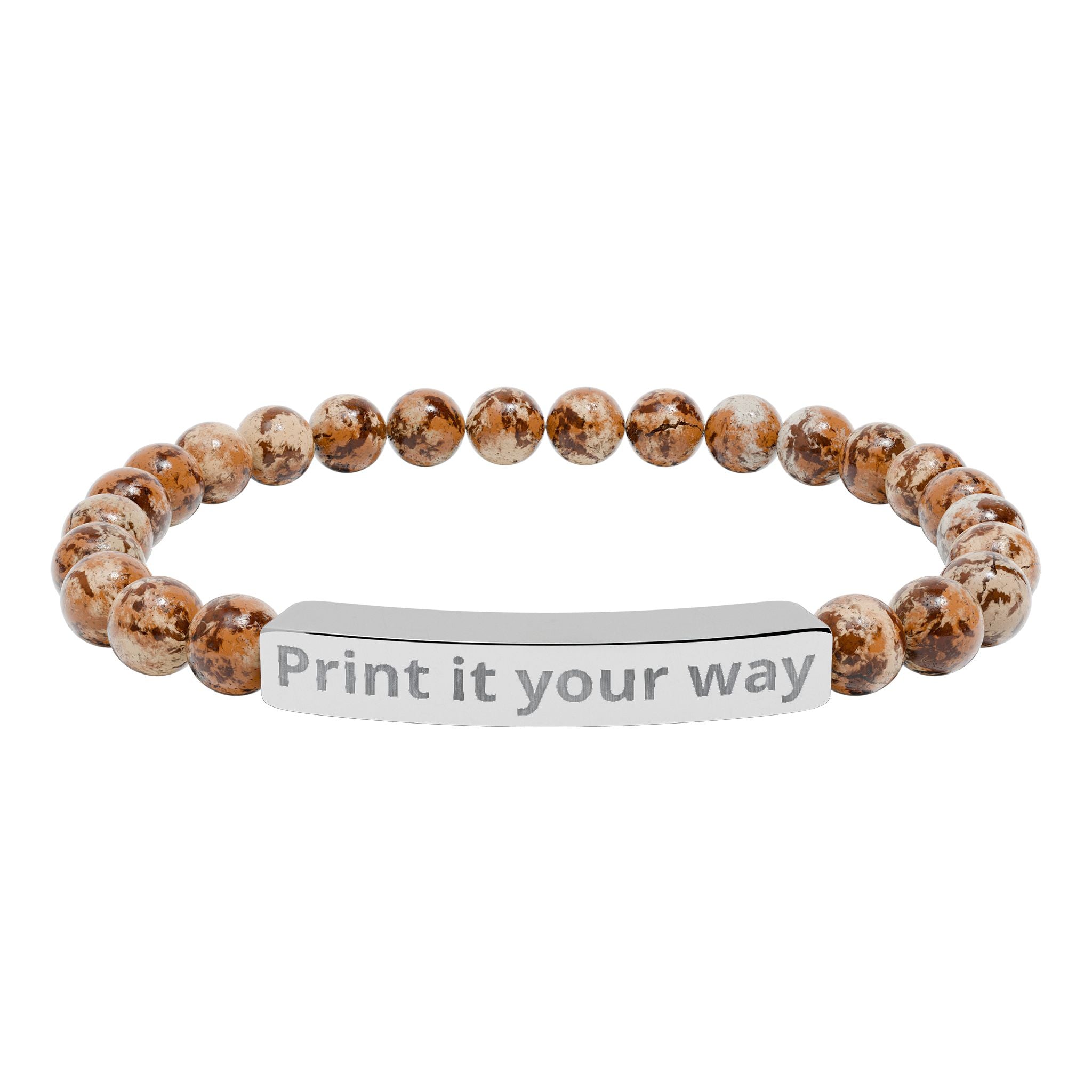 Engraved Natural Stone Stretch Bar Bracelet