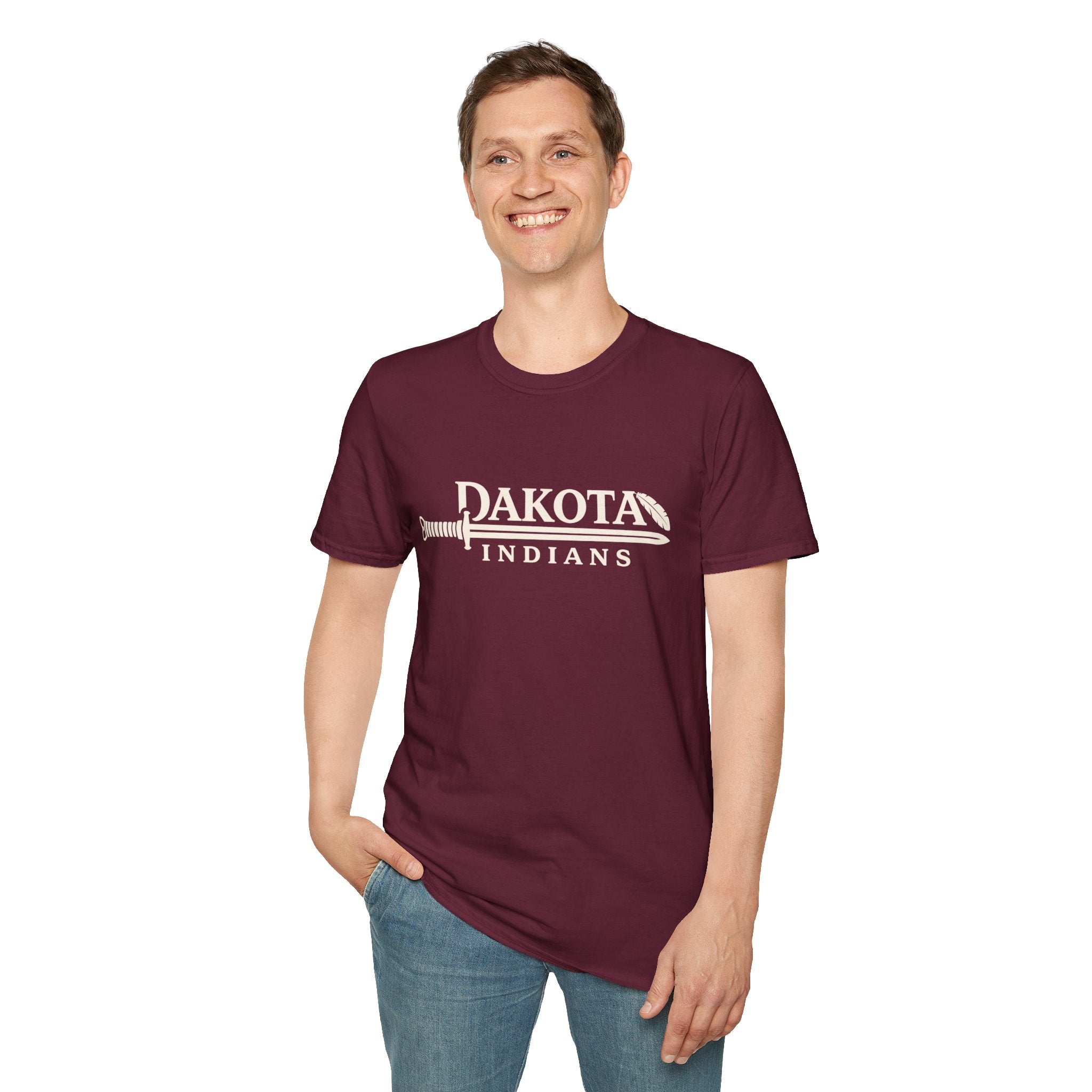 Dakota Indians T‑Shirt — Retro Spear Logo School Spirit Tee