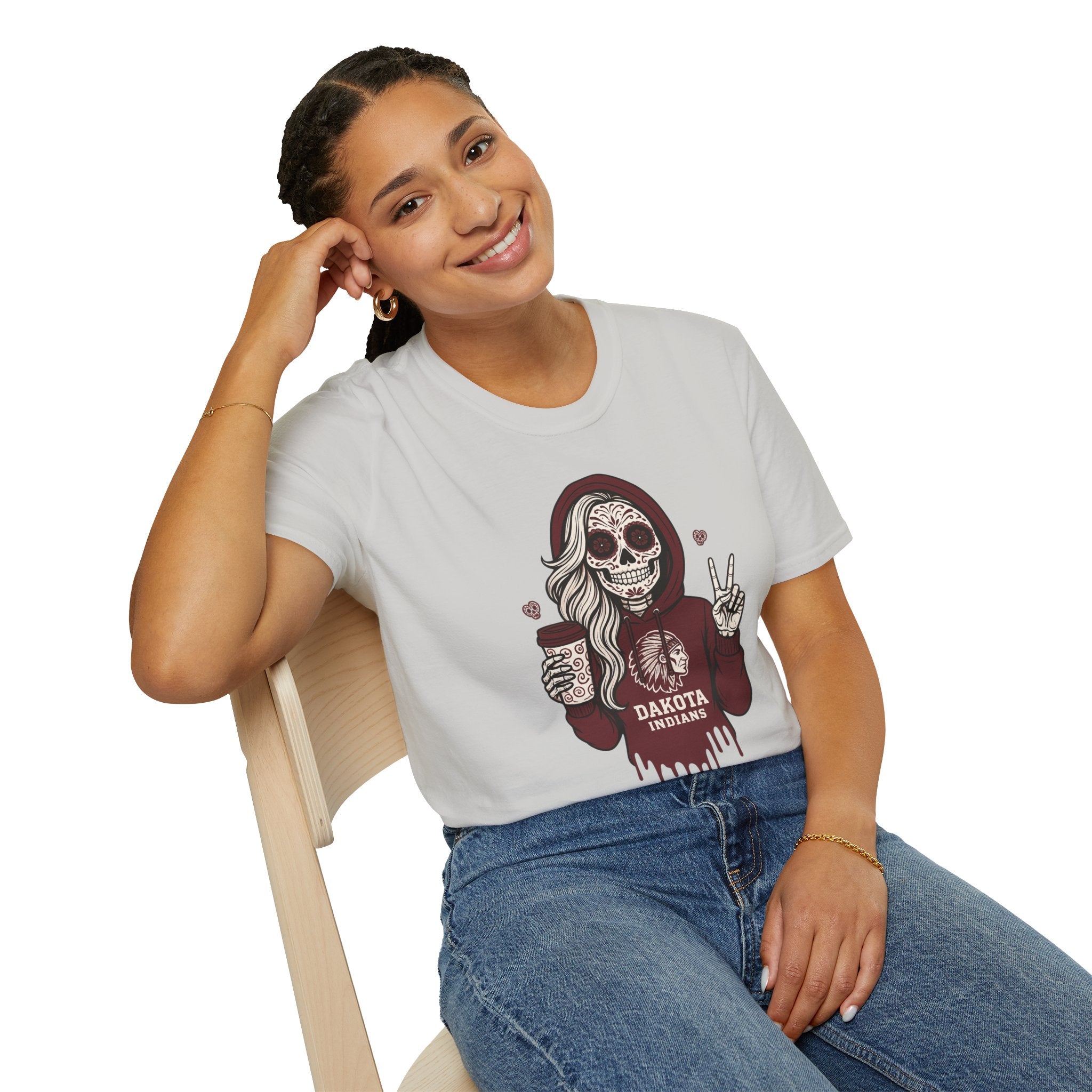 Dakota Indians Sugar Skull Hoodie Graphic T‑Shirt