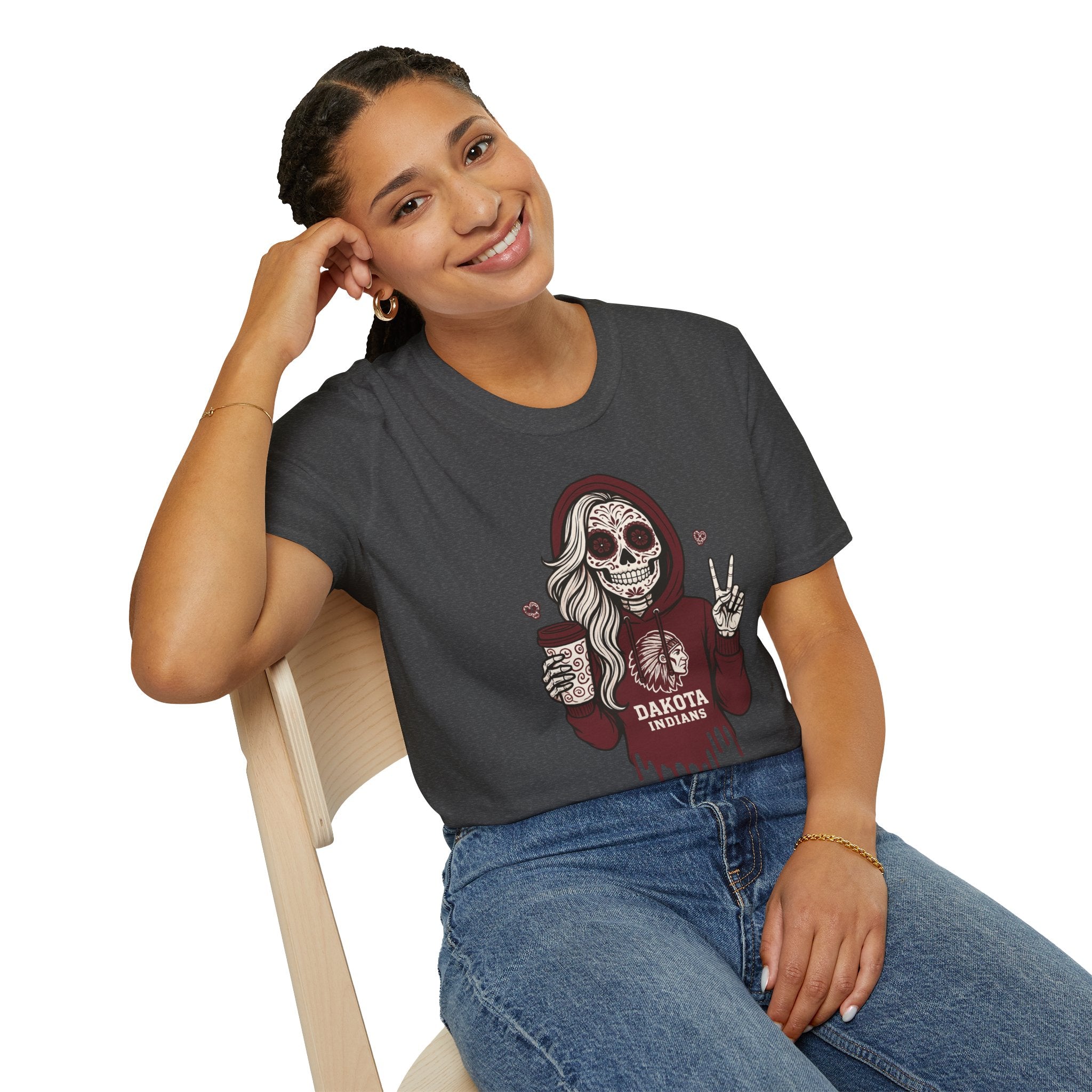 Dakota Indians Sugar Skull Hoodie Graphic T‑Shirt