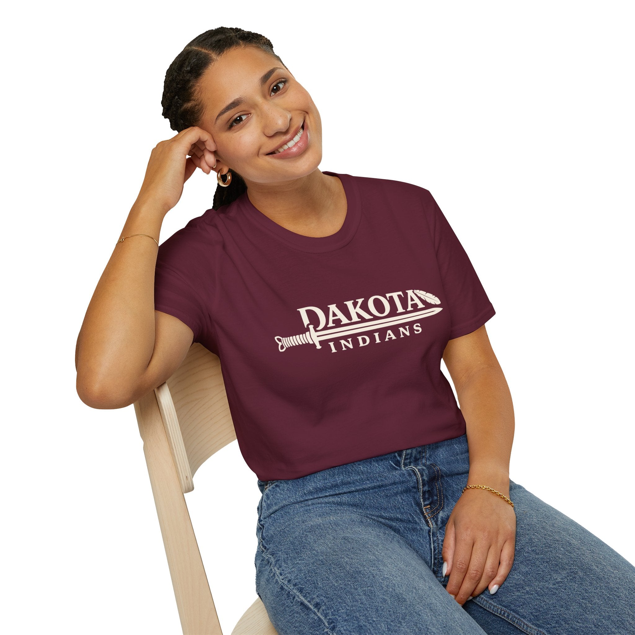 Dakota Indians T‑Shirt — Retro Spear Logo School Spirit Tee