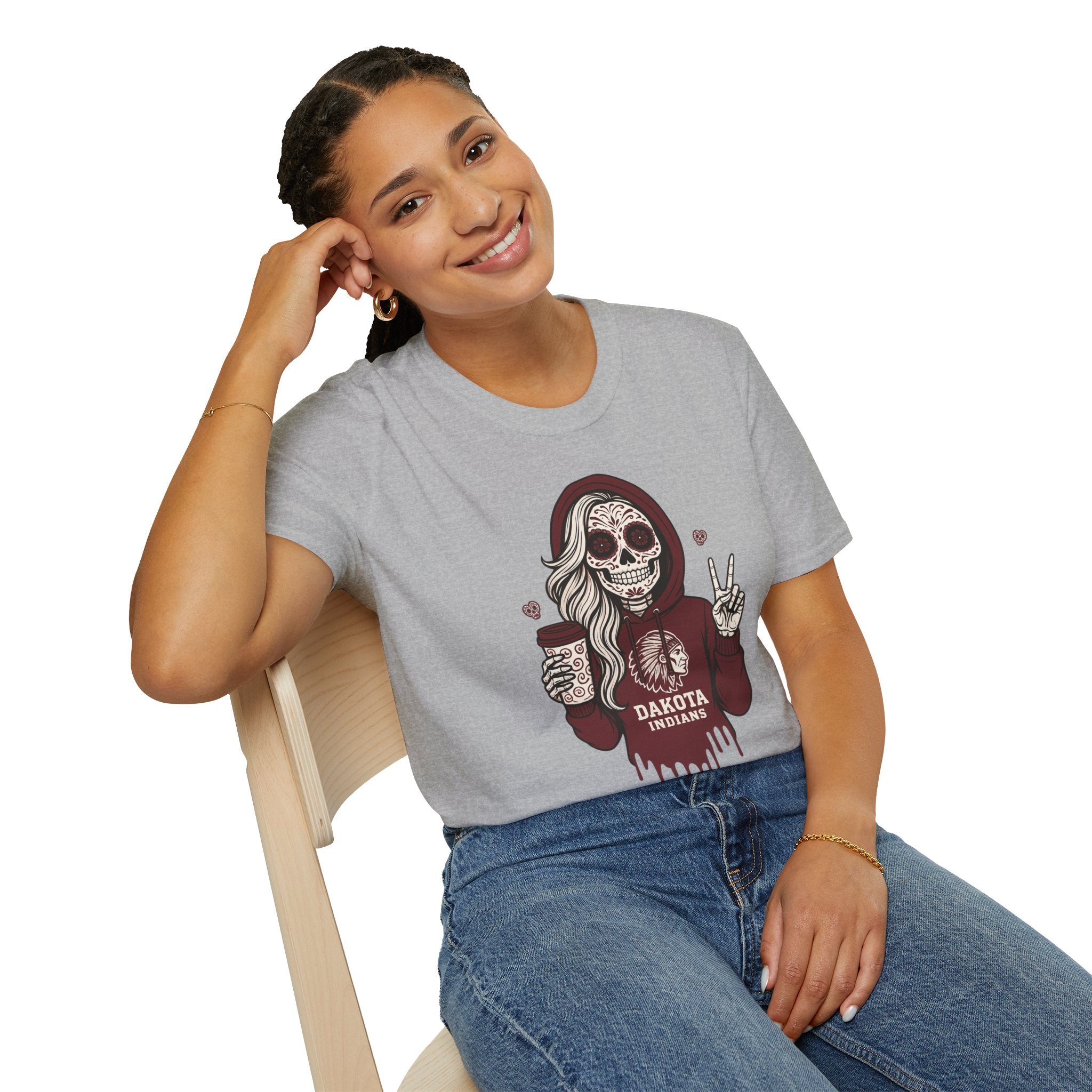 Dakota Indians Sugar Skull Hoodie Graphic T‑Shirt